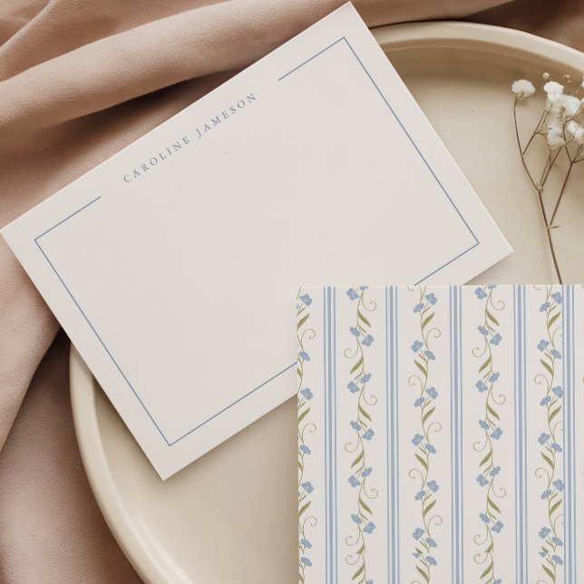 Tarjeta Pequeña Modern Elegant Blue Floral Flat Note Card (Subido por el creador)