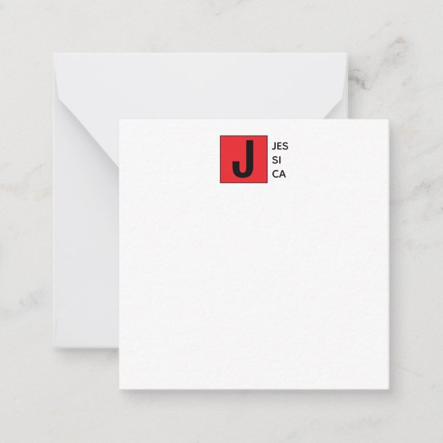 Tarjeta Pequeña Modern Elegant Plain Professional Name Monogram (Anverso)
