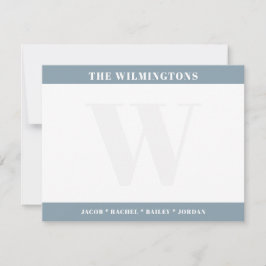 Tarjeta Pequeña Modern Family Name Initial Ocean Green Stationery