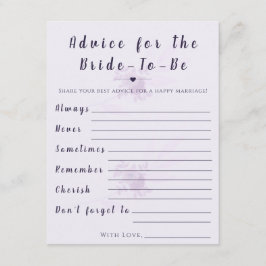 Tarjeta Pequeña Modern Floral Advice for Bride Shower Game Card