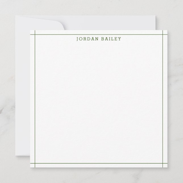 Tarjeta Pequeña Modern Forest Green Geometric Stationery Square (Anverso)