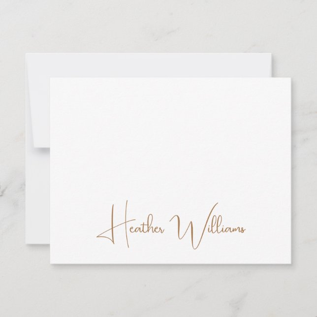 Tarjeta Pequeña Modern Gold Handwritten Script Name (Anverso)