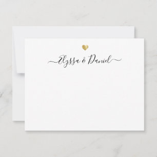 Tarjeta Pequeña Modern Gold Heart Gracias Script Custom Name