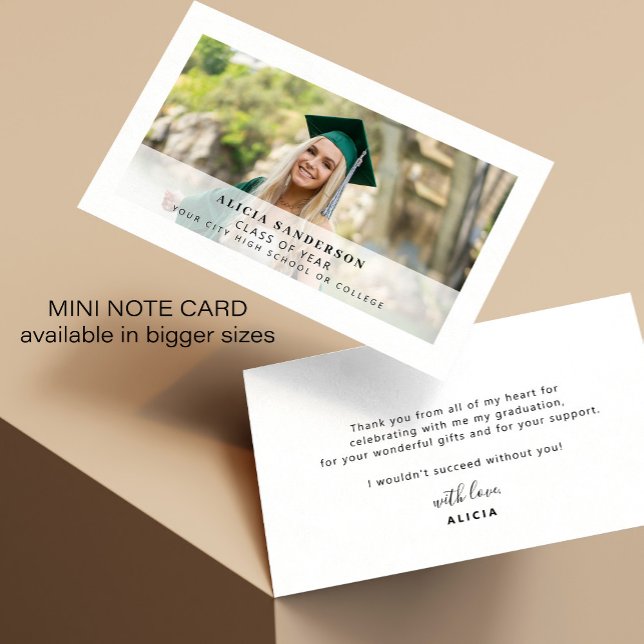 Tarjeta Pequeña Modern graduate photo graduation thank you (Subido por el creador)