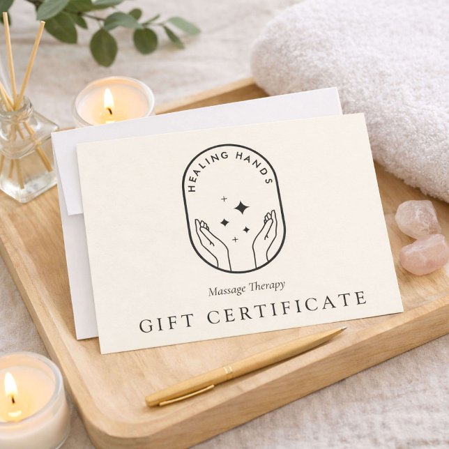 Tarjeta Pequeña Modern Healing Hands Logo Ivory Gift Certificate (Subido por el creador)