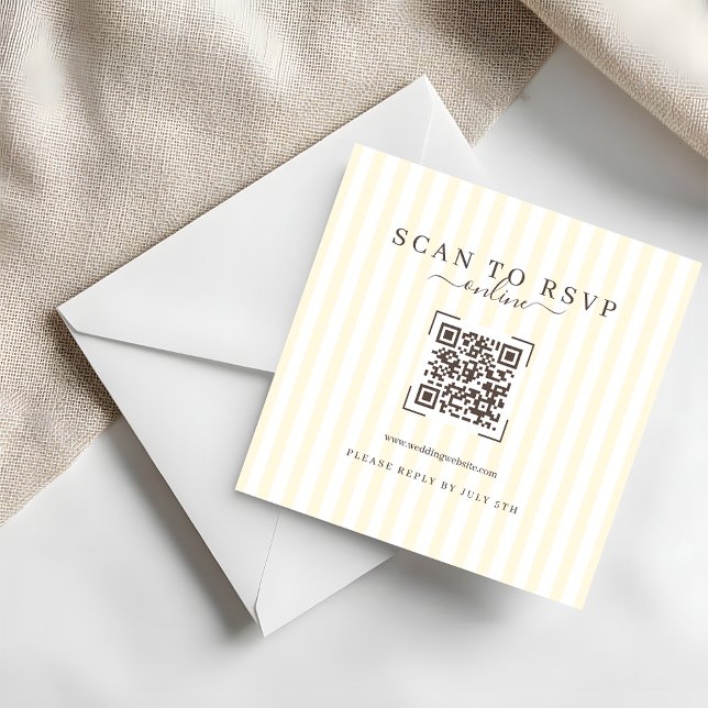 Tarjeta Pequeña Modern Ivory QR Code Wedding Online RSVP (Subido por el creador)
