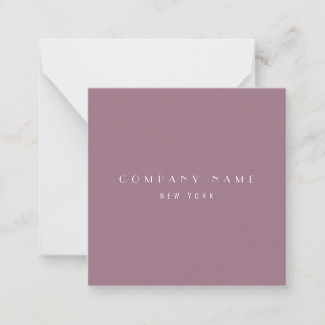 Tarjeta Pequeña Modern Mauve Sleek Company Typography Business (Anverso)