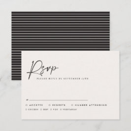 Tarjeta Pequeña Modern Minimal Script Wedding RSVP with Stripe abc