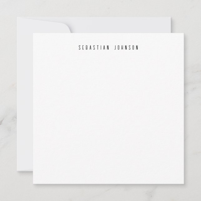 Tarjeta Pequeña Modern Minimalist Personalized Name Stationery (Anverso)