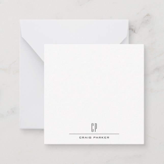Tarjeta Pequeña Modern Monogram Name Professional Plain Minimalist (Anverso)