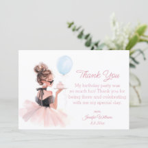 Modern Pink Dress Girl’s Birthday Thank You