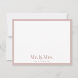 Tarjeta Pequeña Modern Pink White Mr. y Mrs. Su apellido