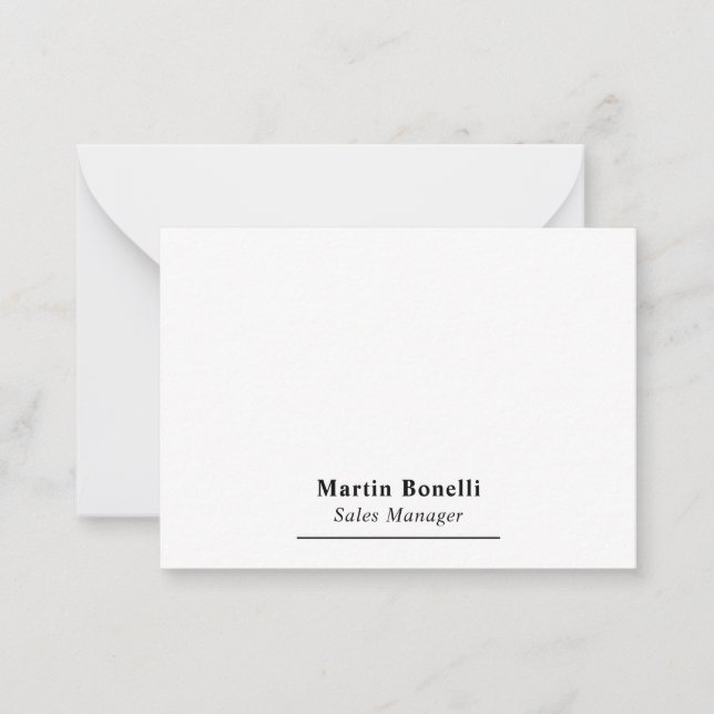 Tarjeta Pequeña Modern Professional Plain Black & White Name Title (Anverso)