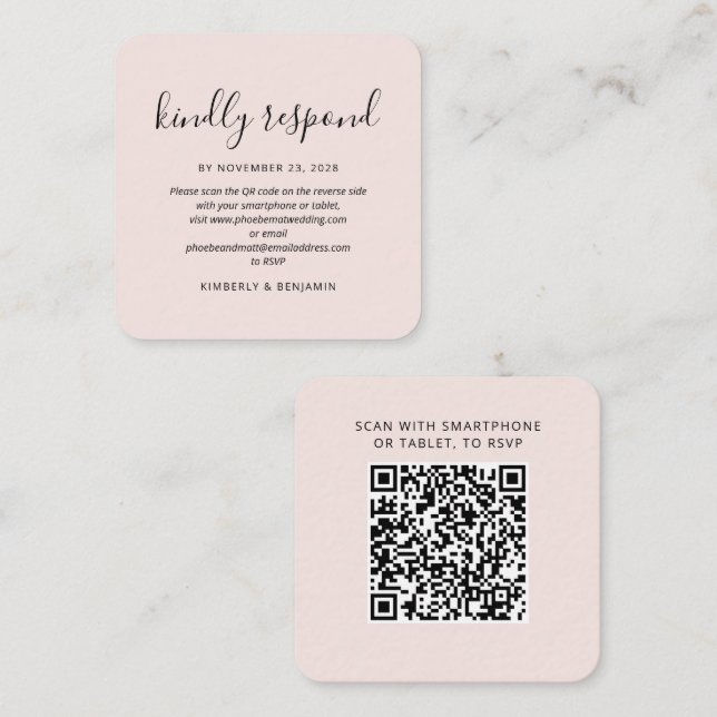 Tarjeta Pequeña Modern QR Code Wedding RSVP Card (Anverso / Reverso)