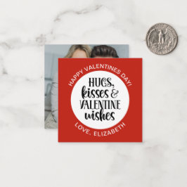 Tarjeta Pequeña Modern Red Valentine Hugs Kisses Photo