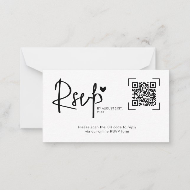 Tarjeta Pequeña Modern Script Heart Wedding Online RSVP Cards (Anverso)