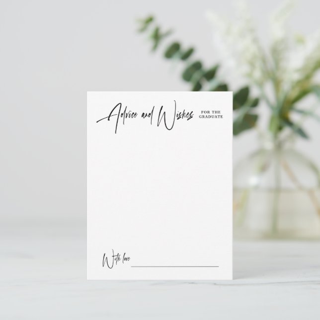 Tarjeta Pequeña Modern Signature Script Graduation Advice & Wishes (Anverso de pie)