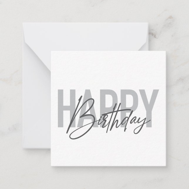 Tarjeta Pequeña Modern, simple, urban, cool Happy Birthday (Anverso)