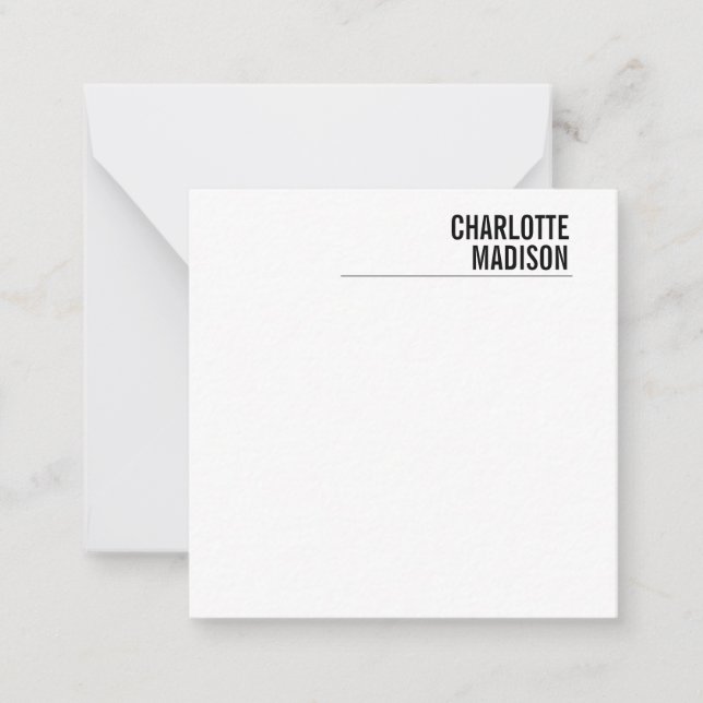 Tarjeta Pequeña Modern Simple White Trendy Minimalist Plain  (Anverso)