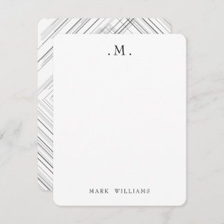 Tarjeta Pequeña Modern Stylish Geometric Lines Monogram Stationery