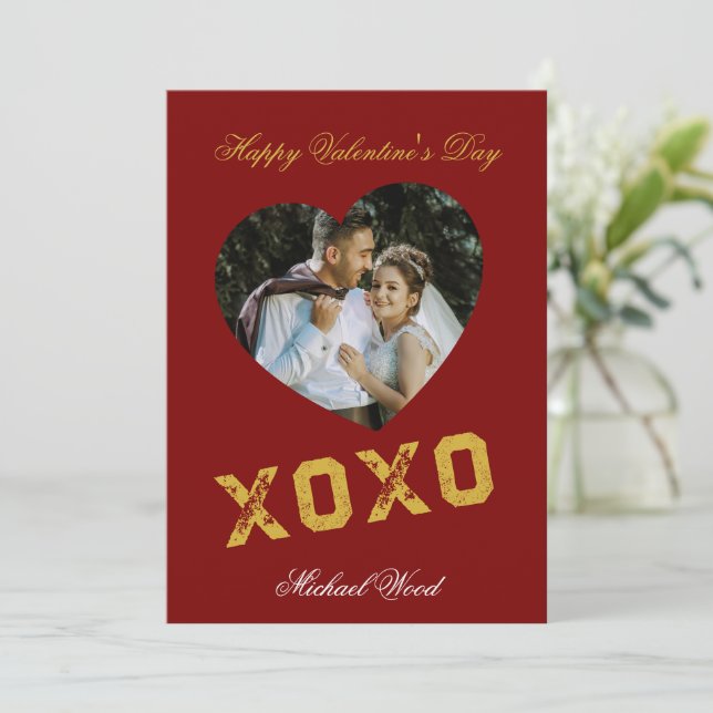 Tarjeta Pequeña Modern Valentines Day XOXO Love Note Card for Coup (Anverso de pie)
