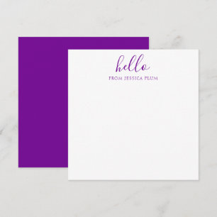 Tarjeta Pequeña Modern Violet Purple Hello Correspondencia