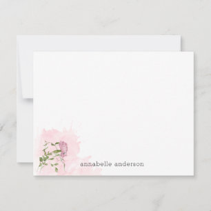 Tarjeta Pequeña Moderna acuarela floral Splash Fuchsia Peonía rosa