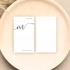 Tarjeta Pequeña Moderna caligrafía de escritura monográfica blanco