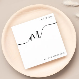 Tarjeta Pequeña Moderna caligrafía de escritura monográfica blanco