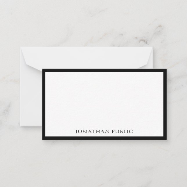 Tarjeta Pequeña Moderna Caligrafía Típica Elegante Simple Negro (Anverso)