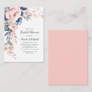 Tarjeta Pequeña Moderna ducha de novia floral rústica rosa azul ro