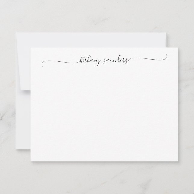 Tarjeta Pequeña Moderna elegancia Moda Swash Script Nombre caligra (Anverso)