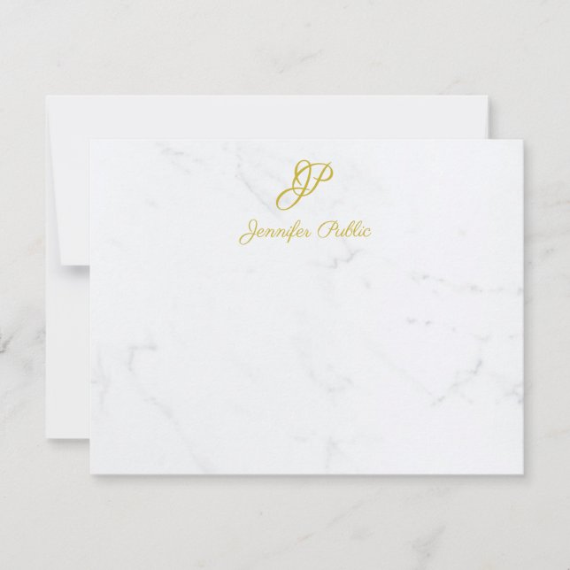 Tarjeta Pequeña Moderna escritura de oro Stationery Marble persona (Anverso)