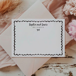 Tarjeta Pequeña Moderna Estacionería De Parejas Con Dibujo A Mano