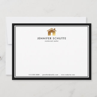 Tarjeta Pequeña Moderna impresora de logotipo Gold House plana per