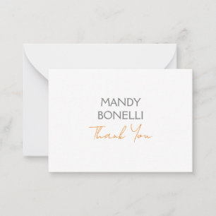 Tarjeta Pequeña Moderna Llanura Minimalista Personalizada Gracias