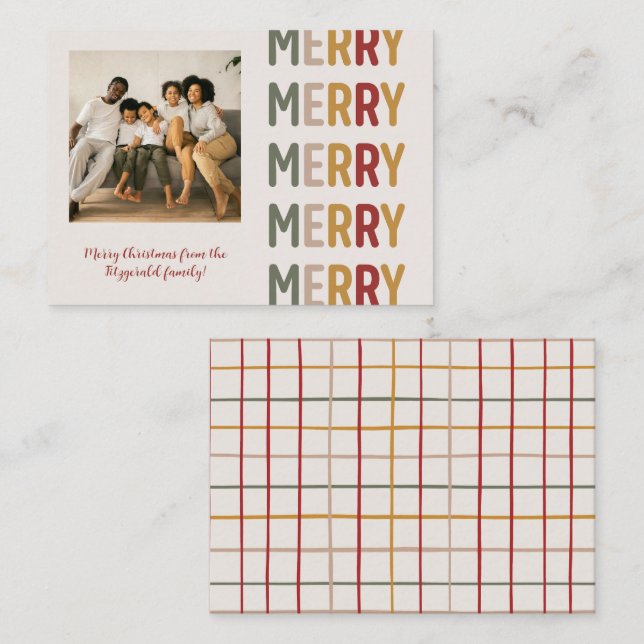 Tarjeta Pequeña Moderna moda Feliz Navidad Una Foto (Anverso / Reverso)