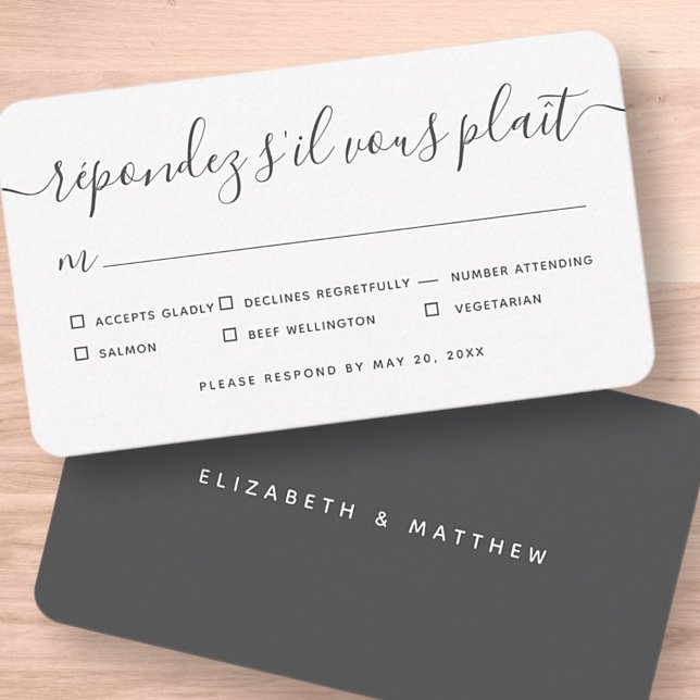 Tarjeta Pequeña Moderna Opción De Comida De Boda Blanco Y Negro Se (Subido por el creador)