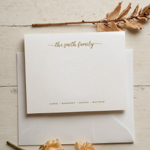 Tarjeta Pequeña Moderna Stationery de la familia Gold Script