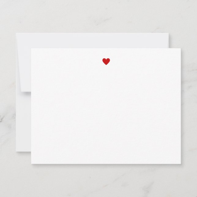 Tarjeta Pequeña Moderna Stationery Red Heart Love Simple Minimalis (Anverso)