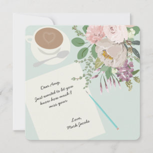 Tarjeta Pequeña Moderna taza de café floral de amor mensaje person