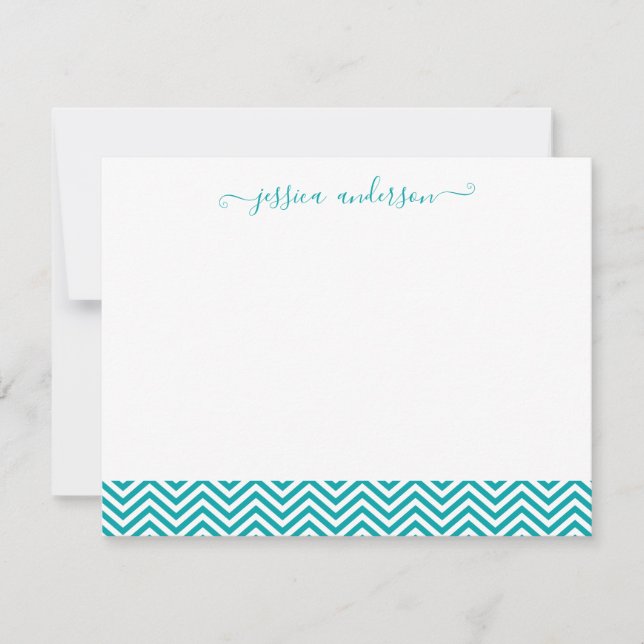 Tarjeta Pequeña Moderna y elegante Chevron Zigzag Girly Script Ver (Anverso)