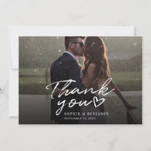 Tarjeta Pequeña Moderna y elegante escritura de fotos de boda grac