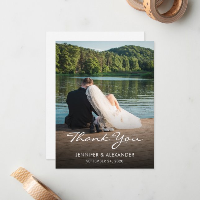 Tarjeta Pequeña Moderna y elegante. Gracias Boda. (Anverso/Reverso In Situ)