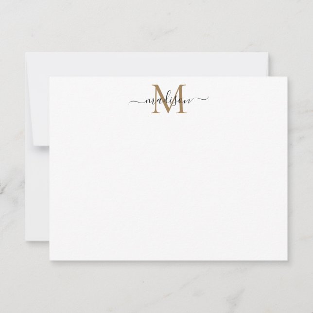 Tarjeta Pequeña Moderna y elegante Moda Girly Script Gold Monogram (Anverso)
