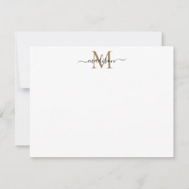 Tarjeta Pequeña Moderna y elegante Moda Girly Script Gold Monogram