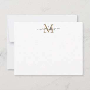 Tarjeta Pequeña Moderna y elegante Moda Girly Script Gold Monogram