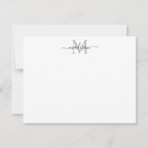 Tarjeta Pequeña Moderna y elegante Moda Girly Script Monograma Gri