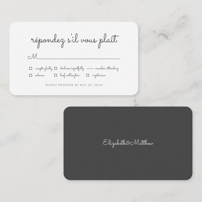 Tarjeta Pequeña Moderna y elegante opción de Boda de Moda  (Anverso / Reverso)