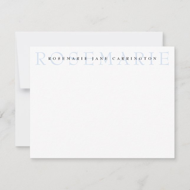 Tarjeta Pequeña Moderna y elegante Stationery Baby Blue personaliz (Anverso)